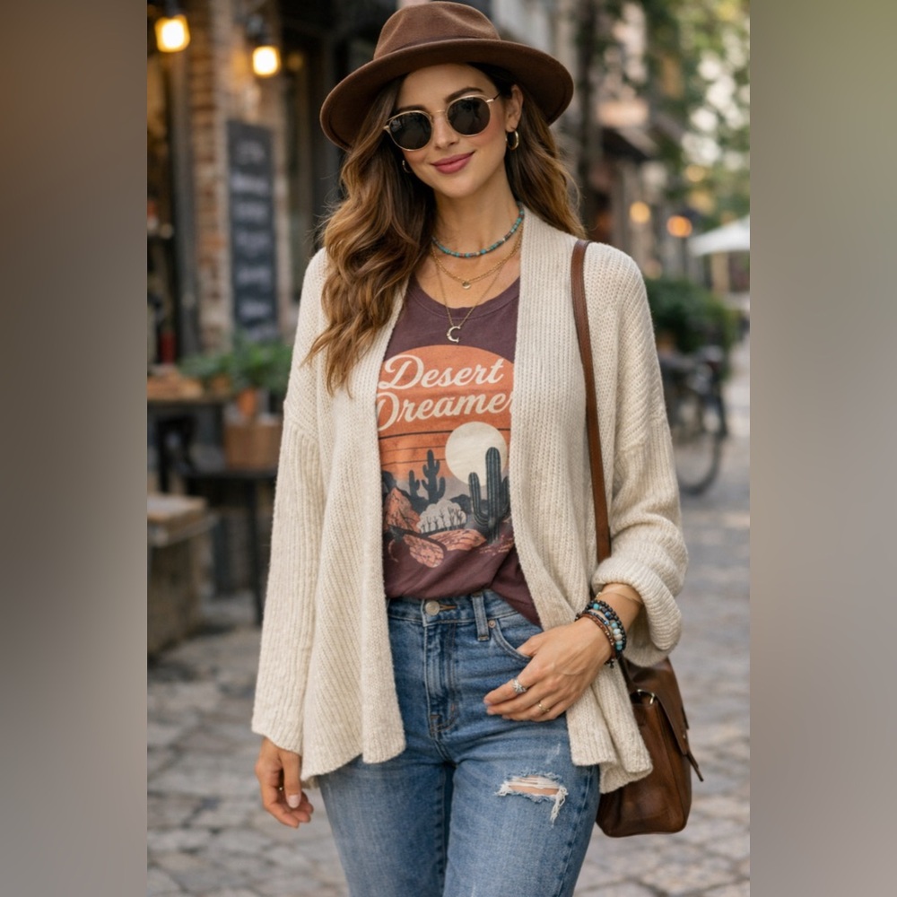 Anthropologie Cardigan Sweater Cream L Large